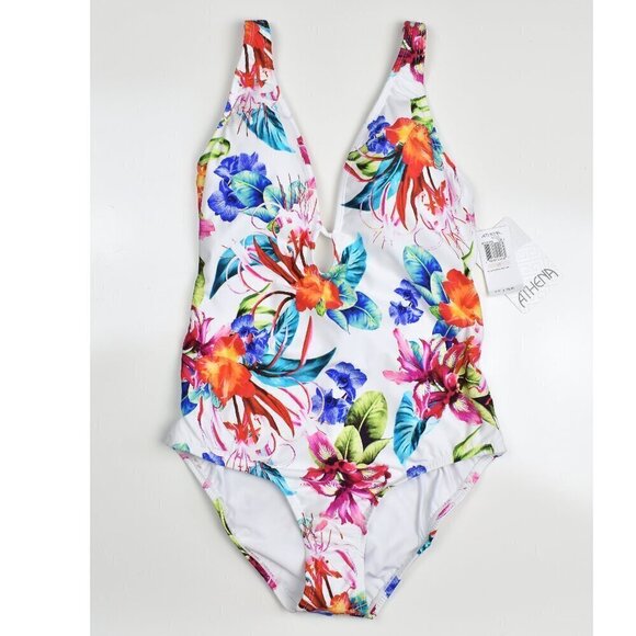 Athena Other - Athena  Plunge Tropical Floral One Piece Swimsuit NEW - 10